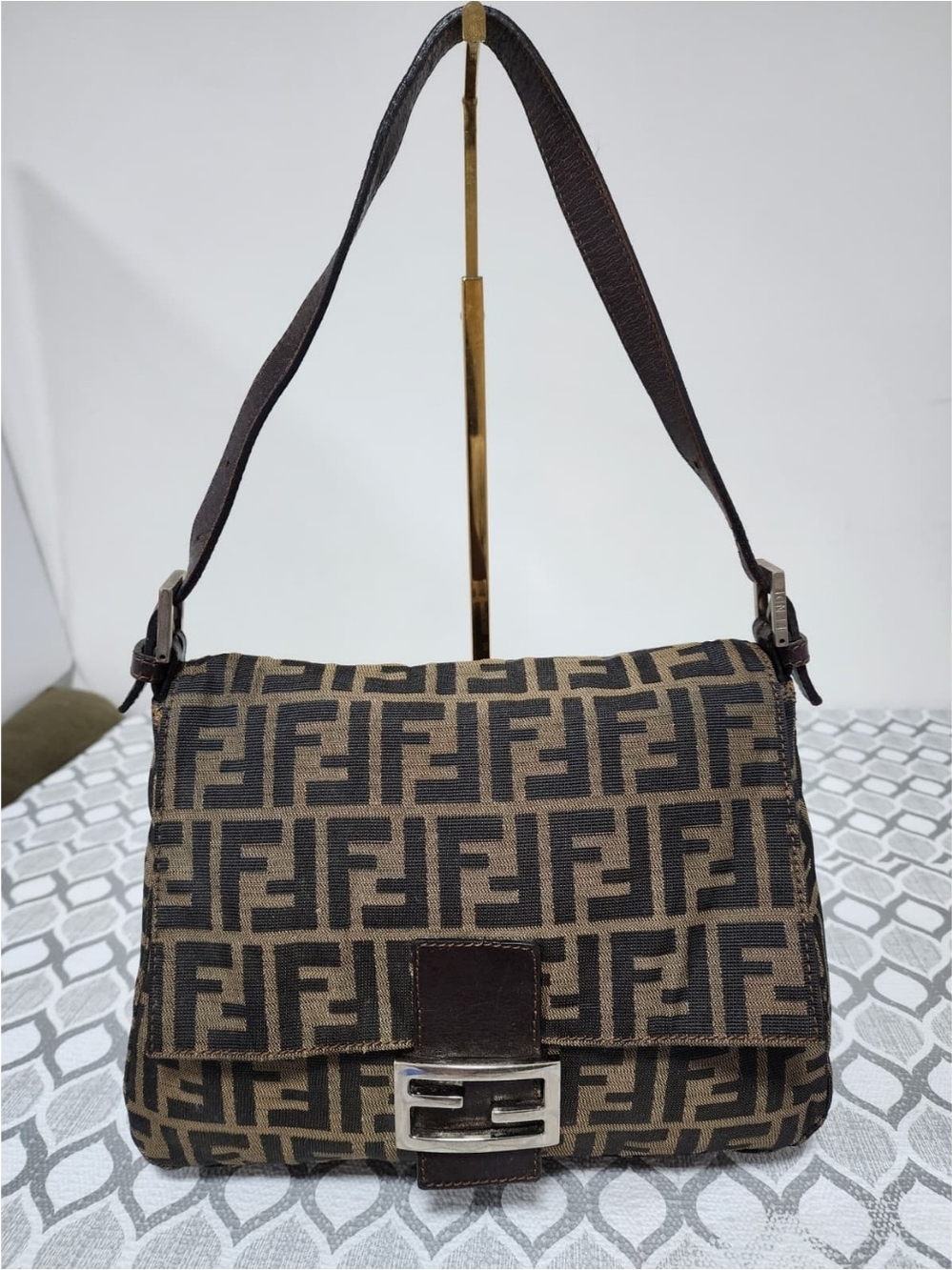 FENDI Vintage Zucca Mama Baguette Brown